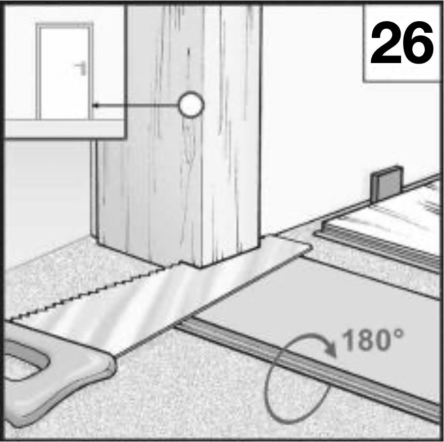 Ovenpielien sahaus lattian asennuksen yhteydessä