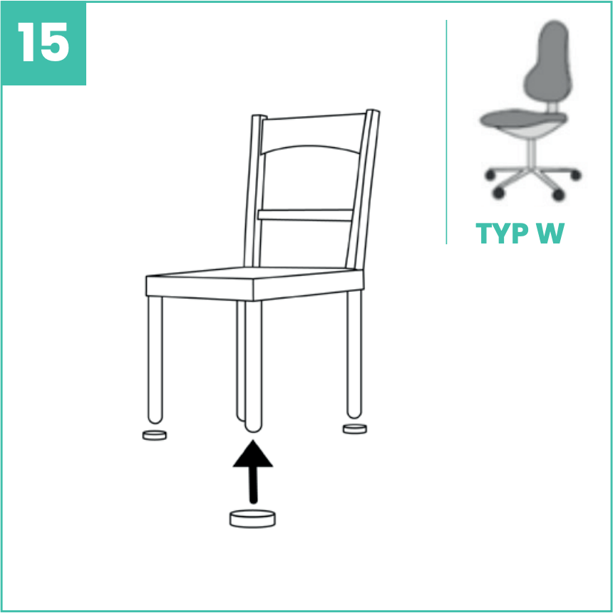 Liimattavan vinyylilankun suojaus tuolin jalkojen huopatassuilla