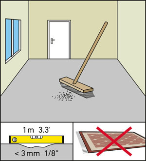 Roskien poisto ennen asennusta