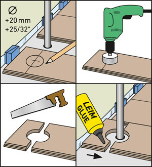 Lämmitysputkien kohdalle asennus