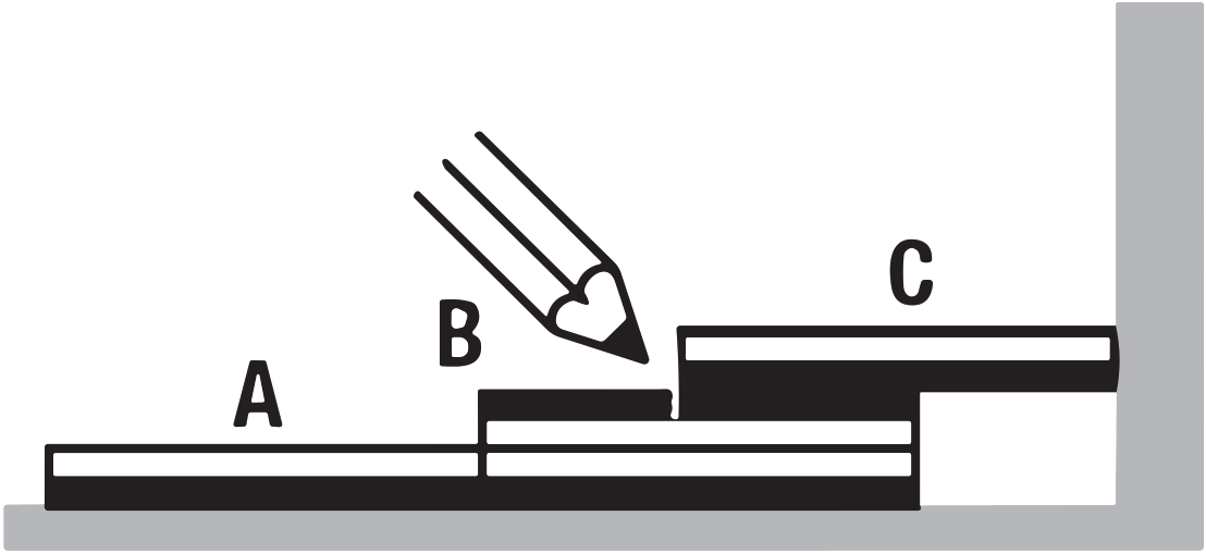 Tekstiililaatan reunan leikkaamisen toinen vaihe
