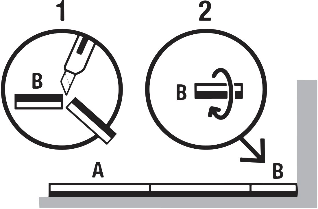 Tekstiililaatan reunan leikkaamisen viimeinen vaihe