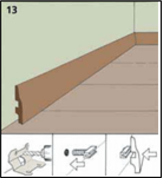 Vinyylikorkkilattia ja jalkalistojen kiinnitys