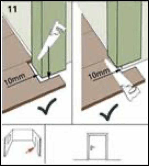 Ovenpielen sahaus lattian asennuksen yhteydessä