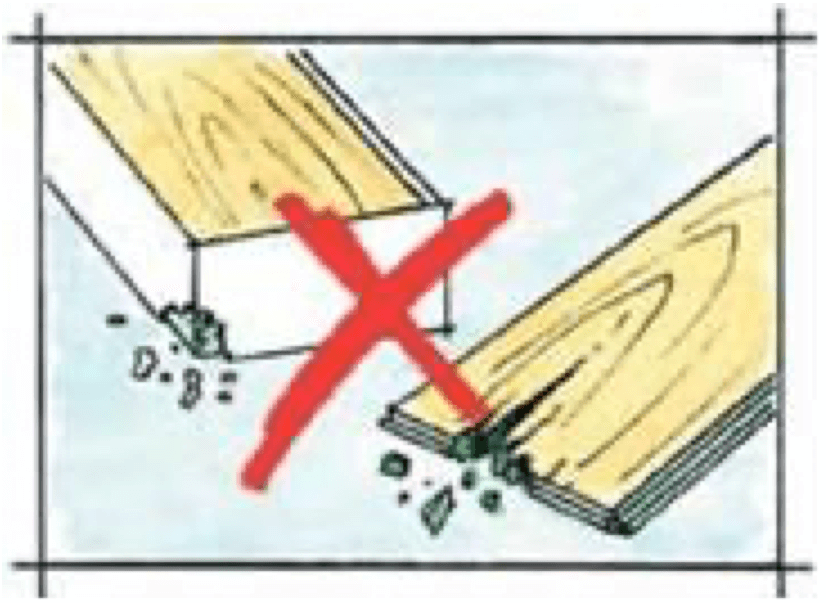 Vinyylikorkin vaurioituneet lankut