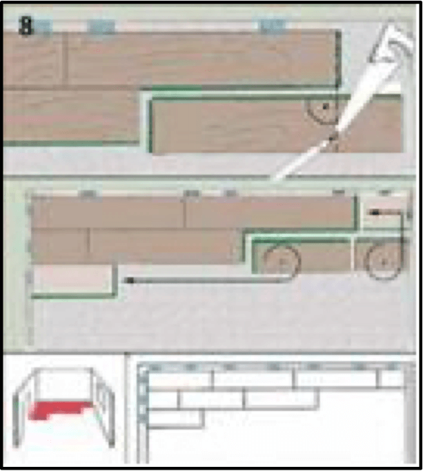 Vinyylikorkki rivin viimeinen lankku