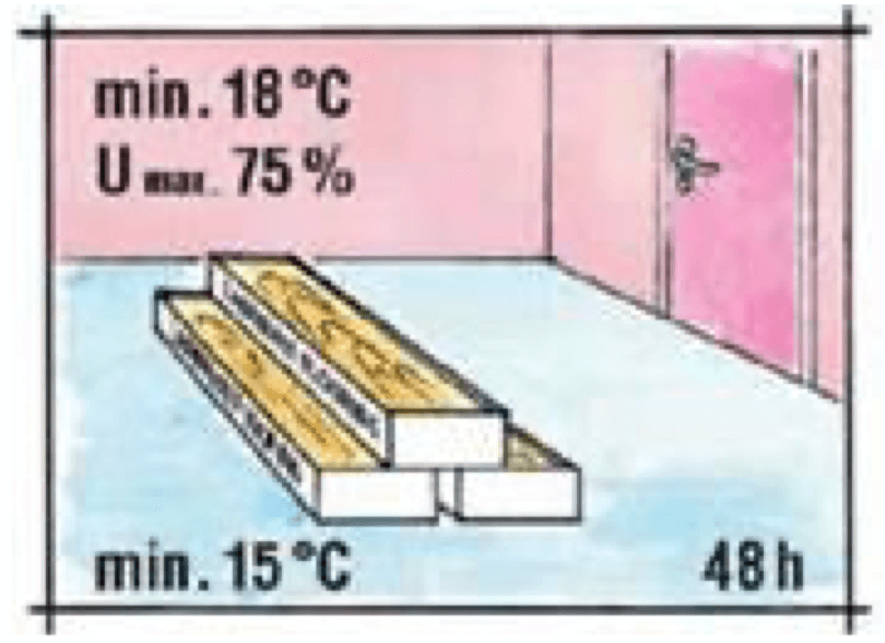 Vinyylikorkkien varastointi suoralla lattialla