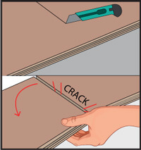 Vinyylilankun katkaisu.