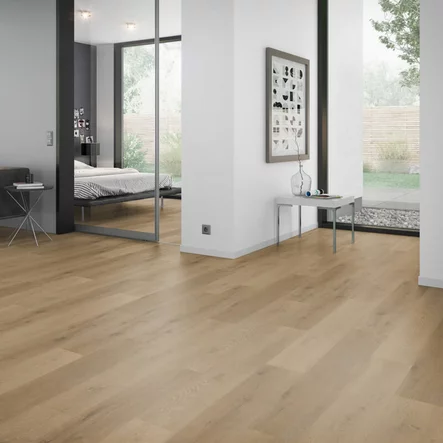 Liimattava vinyylilankku Prestige Oak Light Amber olohuoneessa - Liimattavat vinyylilattiat - OFD-055-059M - 2