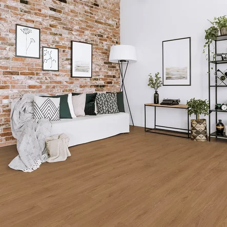 Ruskea vinyylilankku 91702 Vincent Oak Brown olohuoneessa - Laminaatit - 3991702M - 2