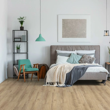 Vaaleanruskea laminaatti makuuhuoneessa Suite Luxor Oak Platin - Laminaatit - 24821M - 2