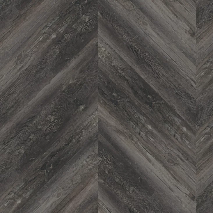 Liimattavan vinyylilankun Smoked Pine Black chevron kuosi - Liimattavat vinyylilattiat - OFD-055-169M - 1